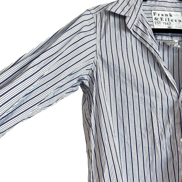 Frank & Eileen Grayson Navy Blue Stripe Cotton Button Down Shirt XS - Picture 7 of 11